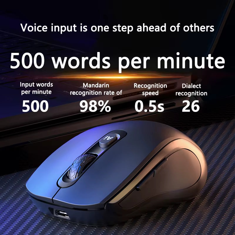 Intelligent Dual Mode Wireless Bluetooth Mouse Rechargeable Mute Mouse Voice Typing Translation Writing Office Universal 2026
