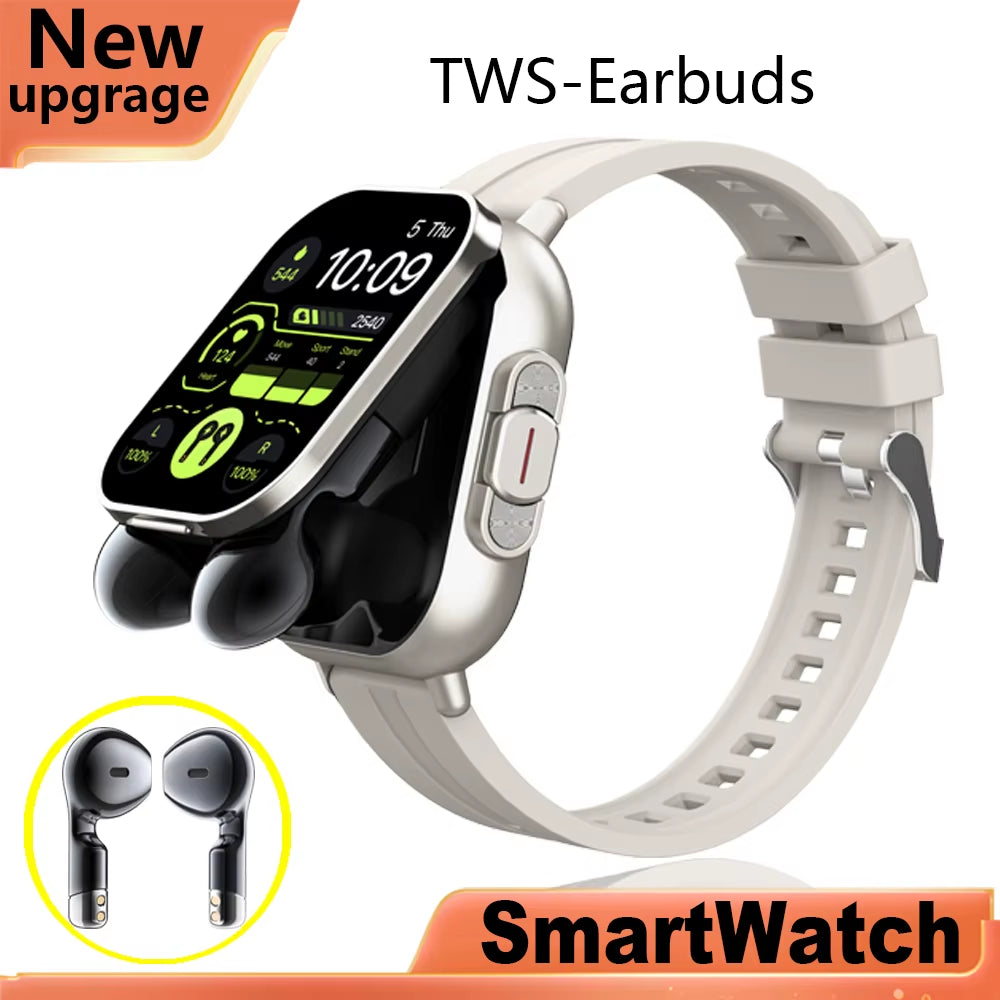 Headset Smartwatch TWS Two in One Wireless Bluetooth Dual Headset Call Health Blood Pressure Calories Sport BT Music Smart Watch