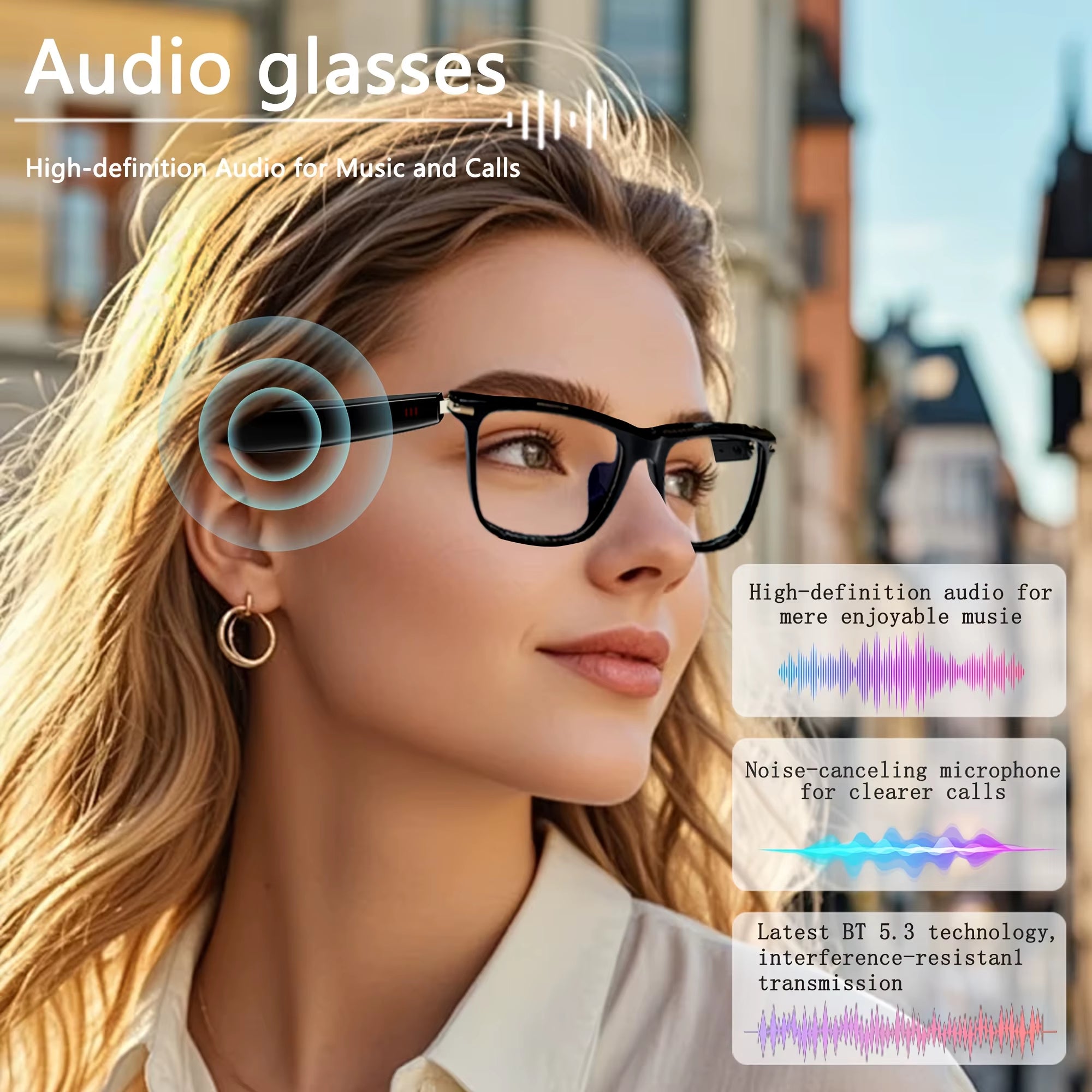 AI Translation Smart Glasses with Photochromic Lenses, Support 160+ Languages Real-Time Translation