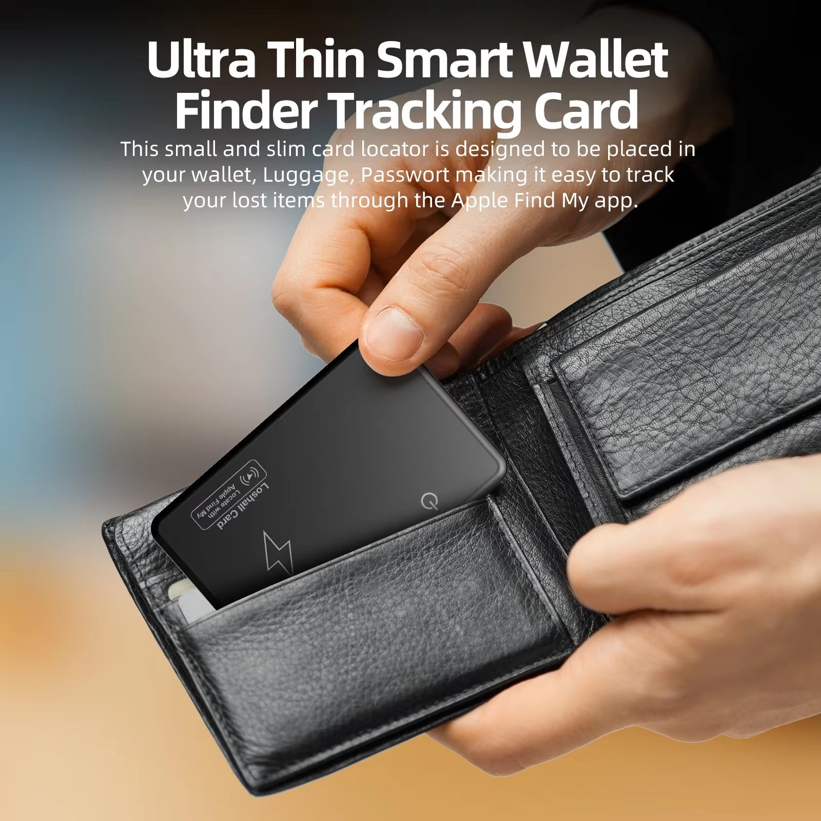 Luxury Smart GPS Tracker Card: Ultra-Thin, Airtag-Compatible, Waterproof Locator for Wallets & More - Ios Ready
