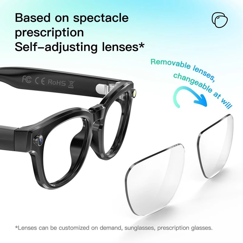 AI Smart Camera Glasses 200MP Bluetooth Smart Glasses Call Playing Music Object Recognition AI Translation Multifunction