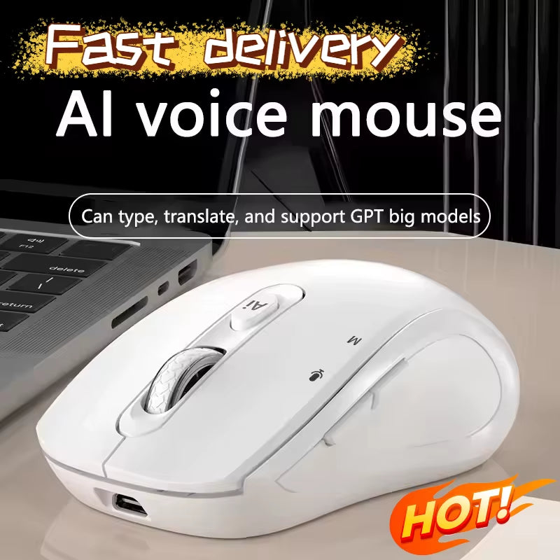 Intelligent Dual Mode Wireless Bluetooth Mouse Rechargeable Mute Mouse Voice Typing Translation Writing Office Universal 2026