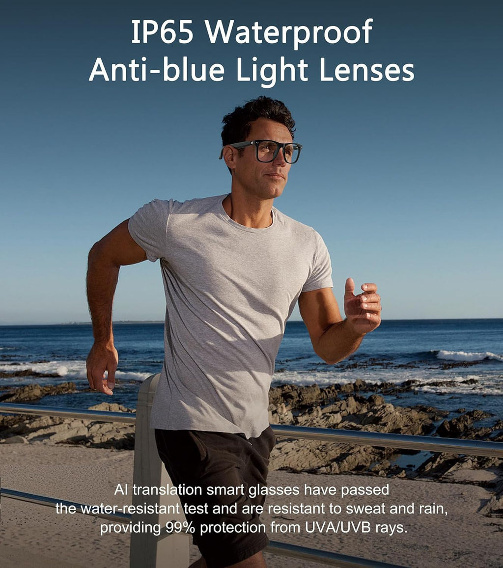 Smart Glasses AI Bluetooth Glasses with 144+ Translation for Men & Woman Travel