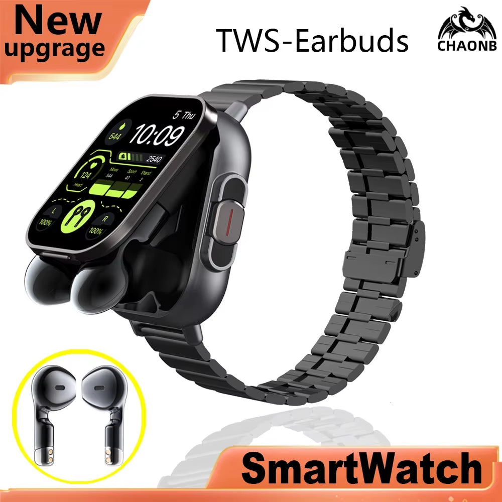 Headset Smartwatch TWS Two in One Wireless Bluetooth Dual Headset Call Health Blood Pressure Calories Sport BT Music Smart Watch