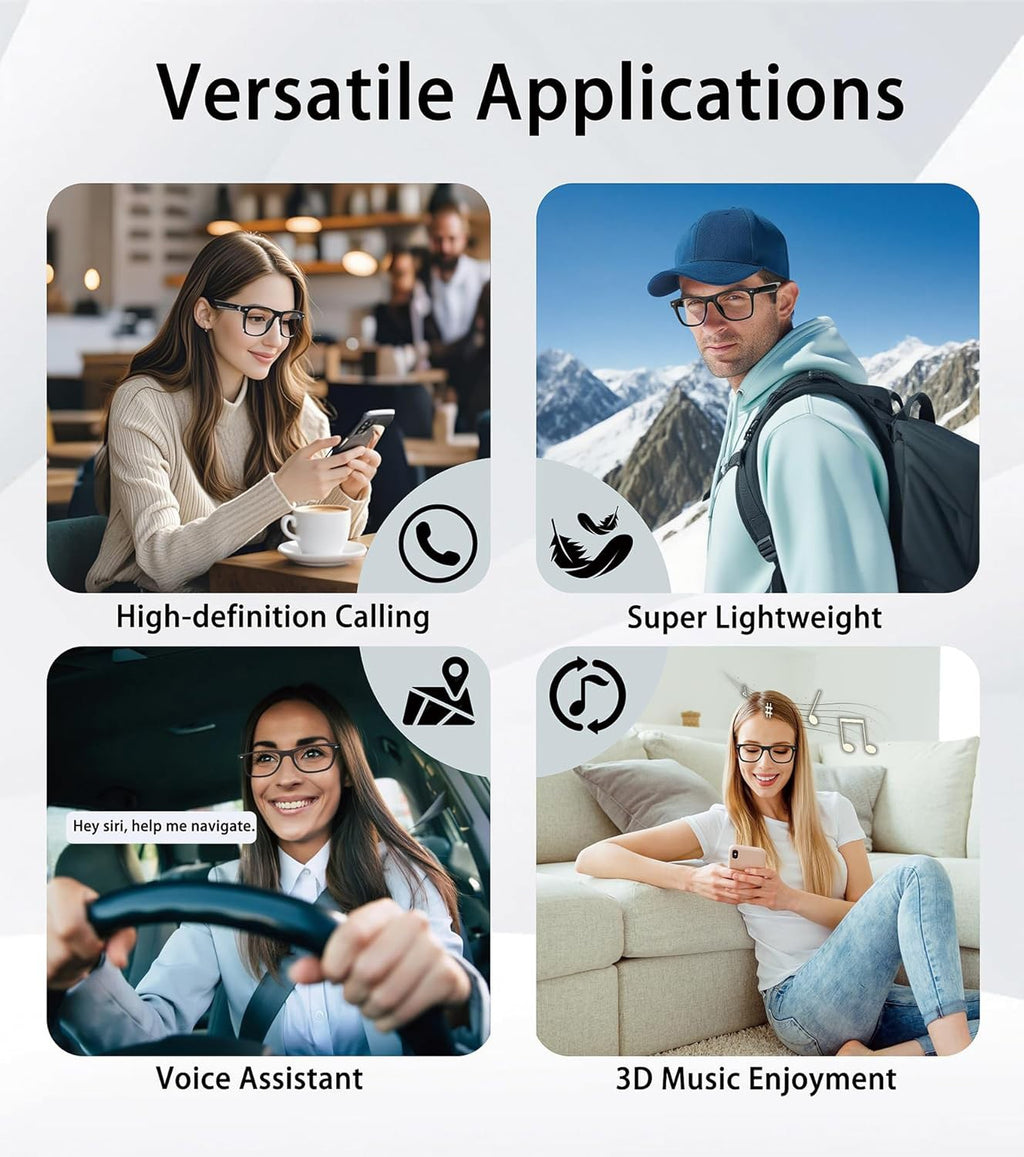 Smart Glasses AI Bluetooth Glasses with 144+ Translation for Men & Woman Travel