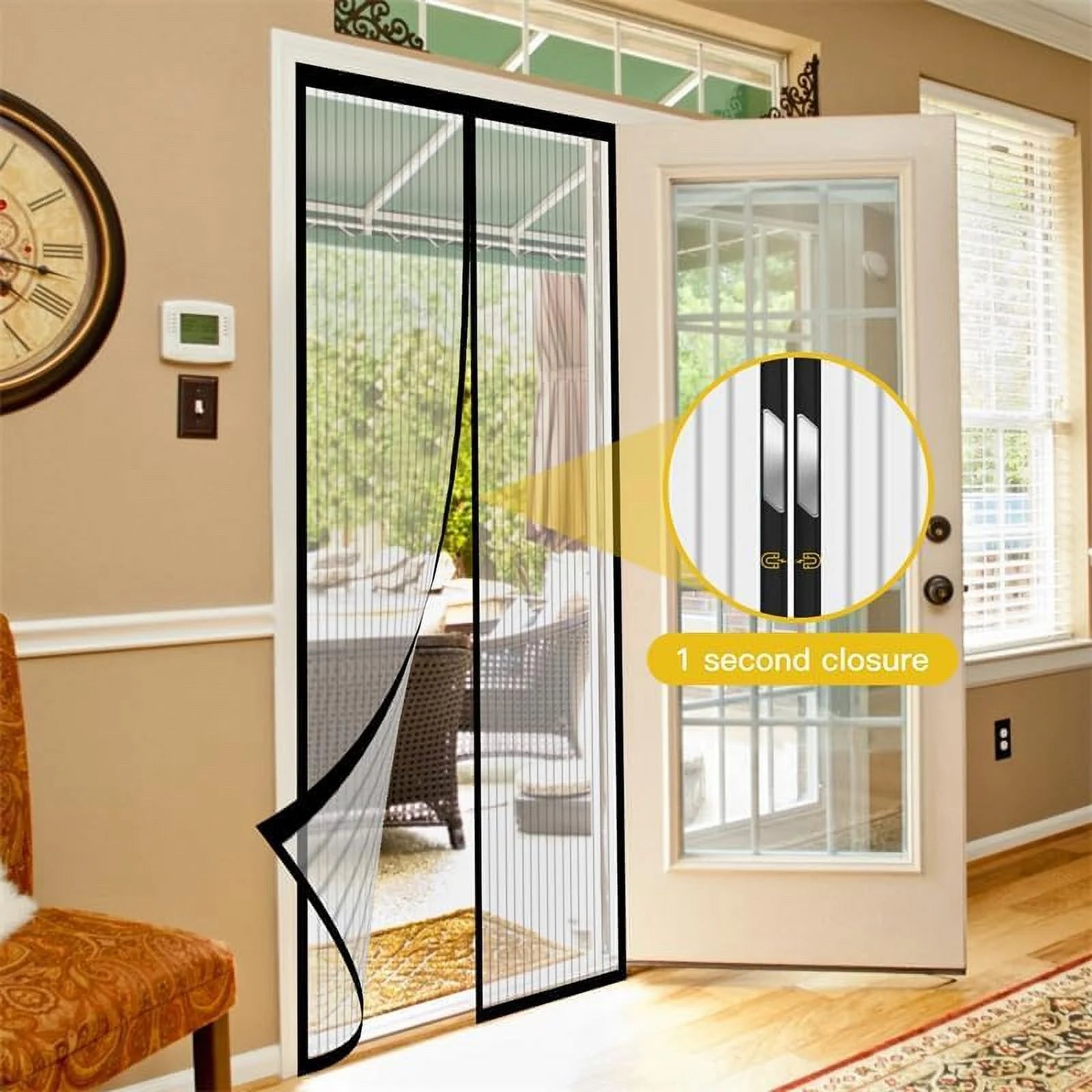 Magnetic Screen Door - the Original Self-Closing, Pet Friendly Walk through Door Screen Magnetic Closure (38 X 82 Inch) - Retractable Screen Door Mesh Keeps Bugs Out - Magnet Screen Door
