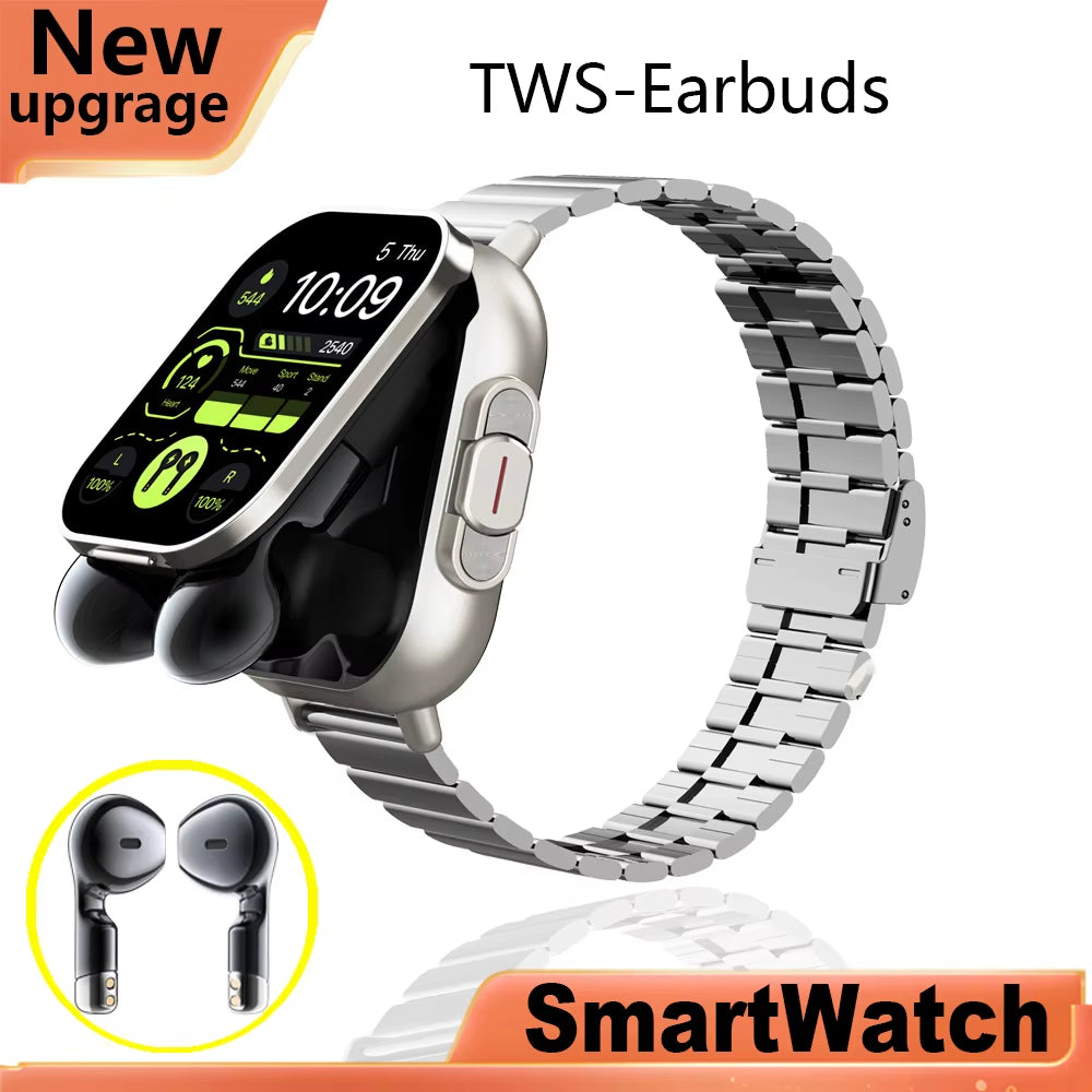 Headset Smartwatch TWS Two in One Wireless Bluetooth Dual Headset Call Health Blood Pressure Calories Sport BT Music Smart Watch
