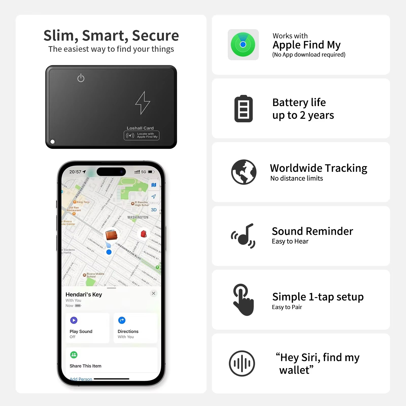 Luxury Smart GPS Tracker Card: Ultra-Thin, Airtag-Compatible, Waterproof Locator for Wallets & More - Ios Ready