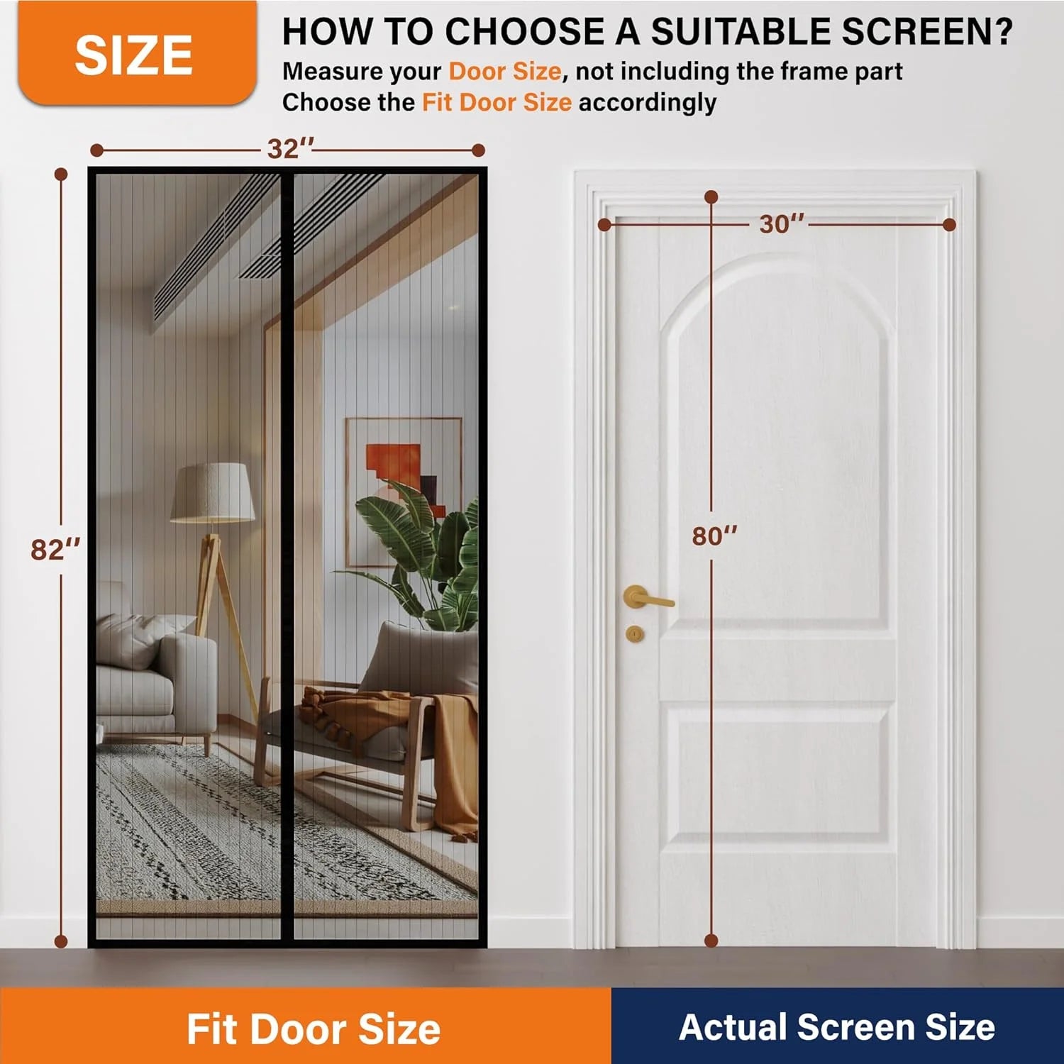Magnetic Screen Door - the Original Self-Closing, Pet Friendly Walk through Door Screen Magnetic Closure (38 X 82 Inch) - Retractable Screen Door Mesh Keeps Bugs Out - Magnet Screen Door