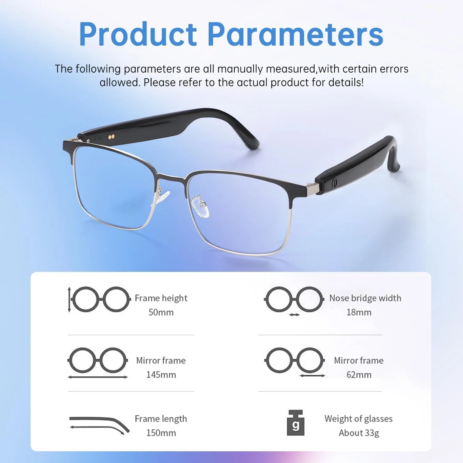 Smart Glasses with AI Translation, Bluetooth Audio Sunglasses with Photochromic Lenses, Voice Assistant, Real-Time Translation, Supports 144+ Languages, Great for Business, Travel Silver