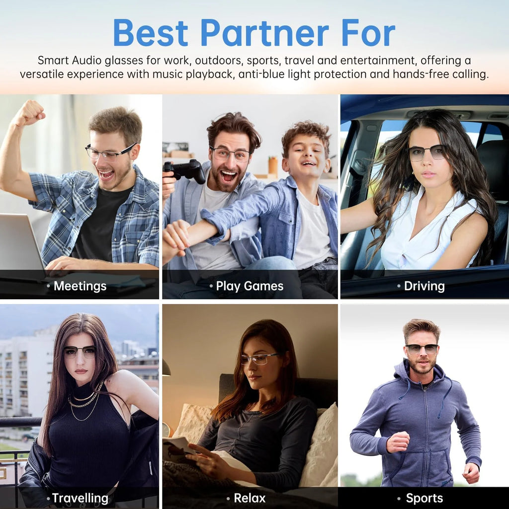 Smart Glasses with AI Translation, Bluetooth Audio Sunglasses with Photochromic Lenses, Voice Assistant, Real-Time Translation, Supports 144+ Languages, Great for Business, Travel Silver