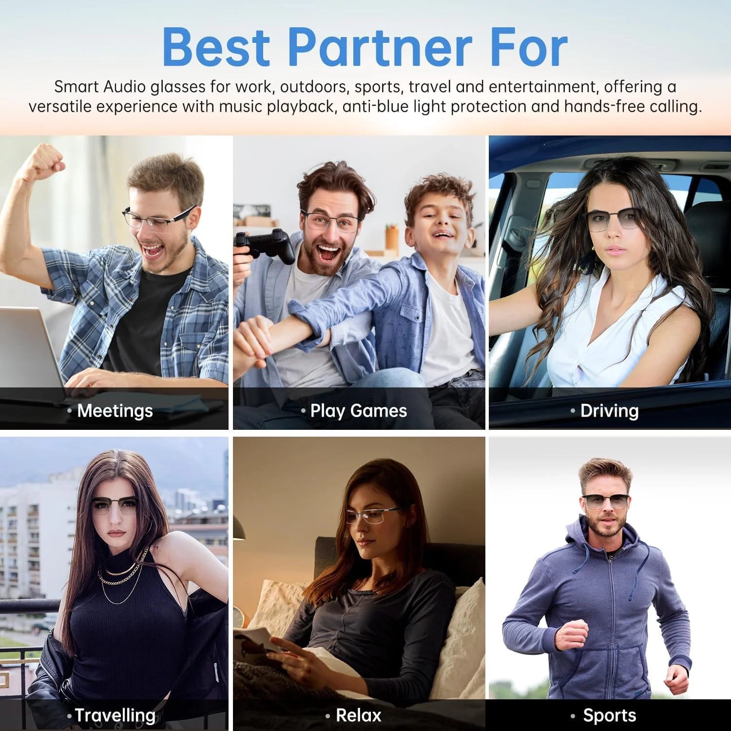 Smart Glasses with AI Translation, Bluetooth Audio Sunglasses with Photochromic Lenses, Voice Assistant, Real-Time Translation, Supports 144+ Languages, Great for Business, Travel Silver