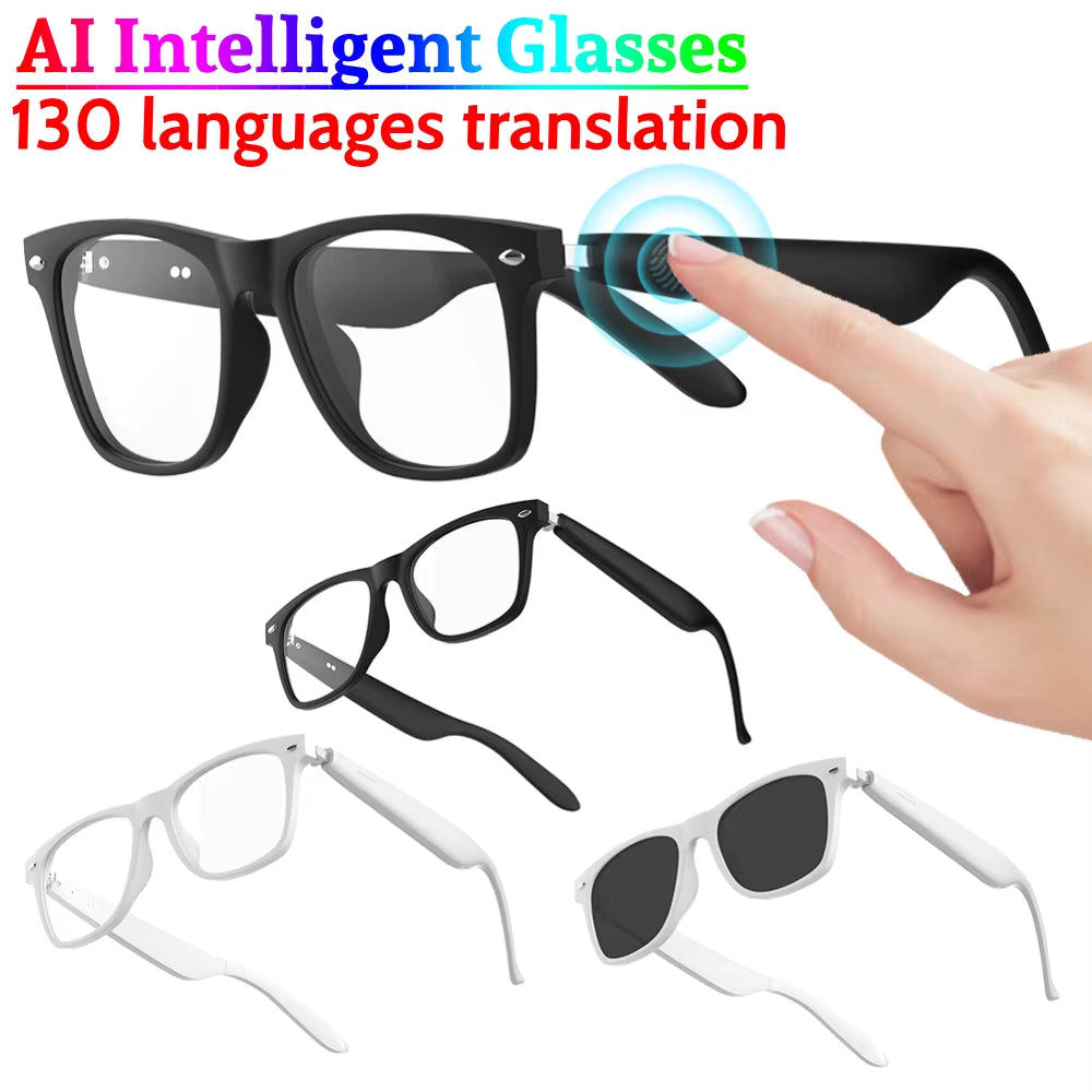 AI Intelligent Translation Glasses Smart Glasses Bluetooth-Compatible Earphone Glasses Support above 130 Languages for Men Women