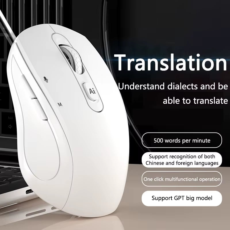 Intelligent Dual Mode Wireless Bluetooth Mouse Rechargeable Mute Mouse Voice Typing Translation Writing Office Universal 2026
