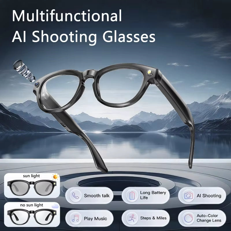 AI Smart Camera Glasses 200MP Bluetooth Smart Glasses Call Playing Music Object Recognition AI Translation Multifunction