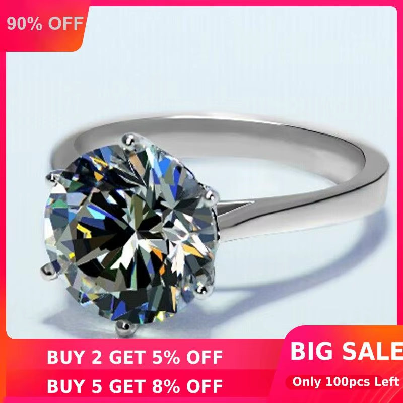 Solitaire 3Ct Lab Diamond Ring 925 Sterling Silver Jewelry Engagement Wedding Band Rings for Women Bridal Fine Party Accessory