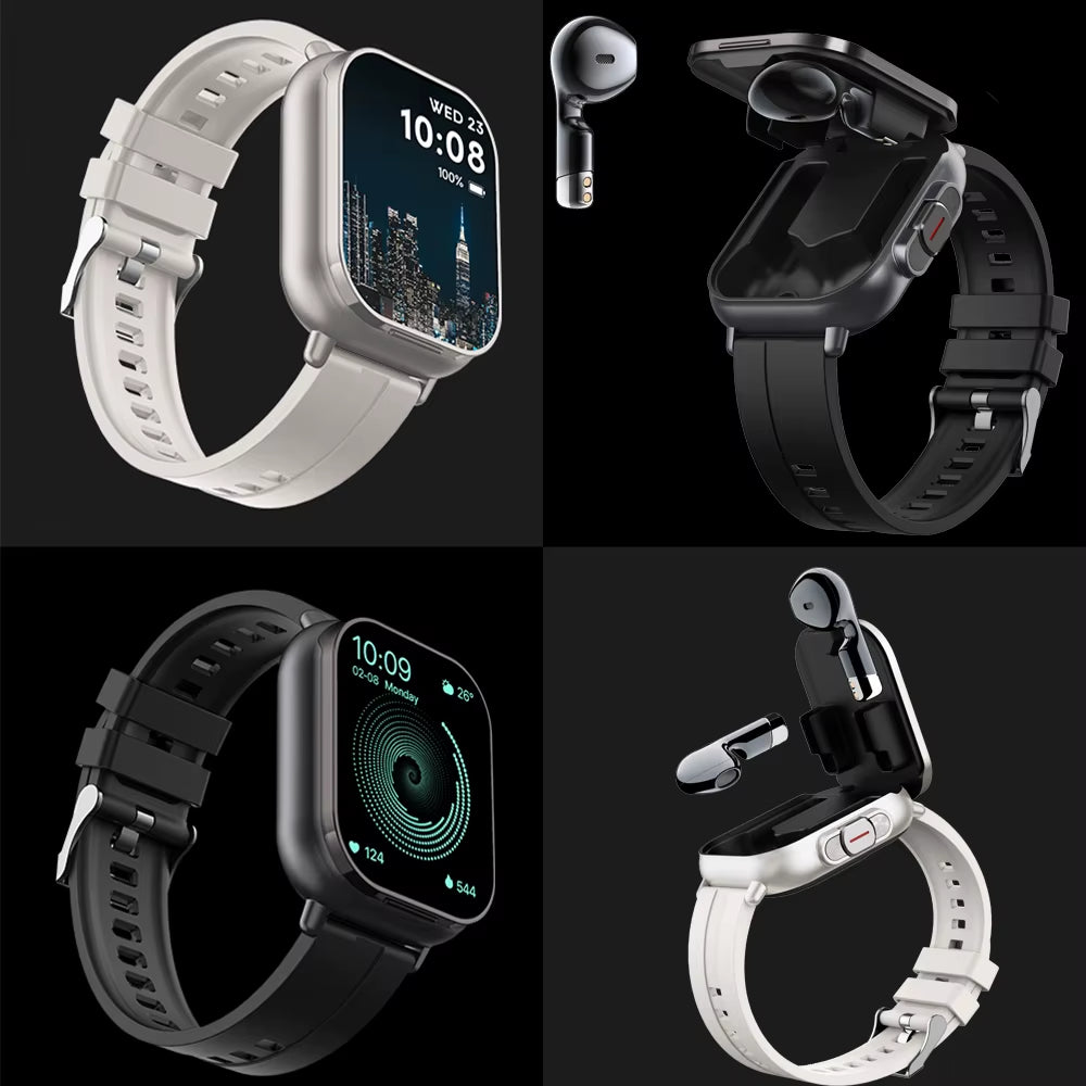 Headset Smartwatch TWS Two in One Wireless Bluetooth Dual Headset Call Health Blood Pressure Calories Sport BT Music Smart Watch