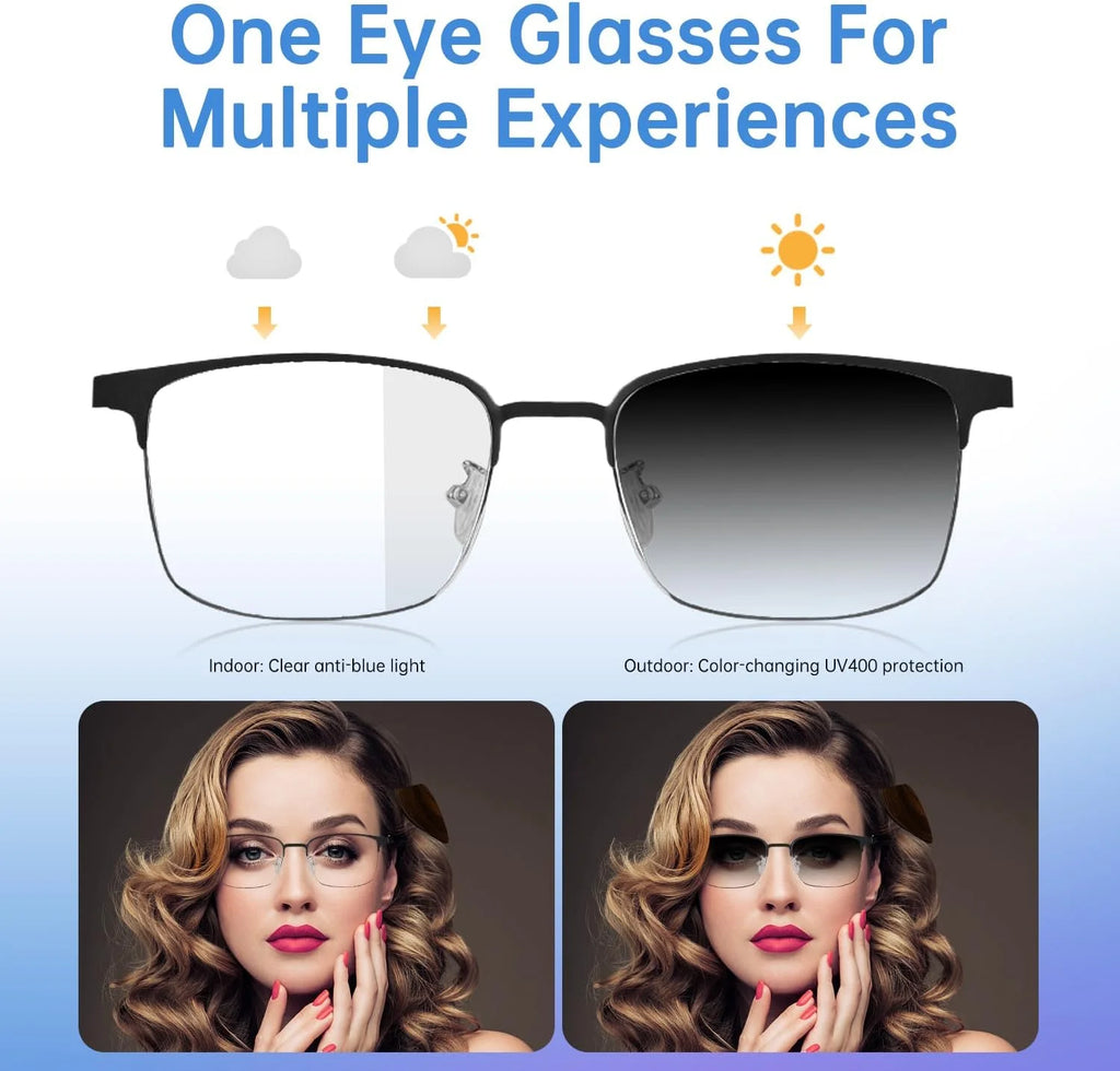 Smart Glasses with AI Translation, Bluetooth Audio Sunglasses with Photochromic Lenses, Voice Assistant, Real-Time Translation, Supports 144+ Languages, Great for Business, Travel Silver