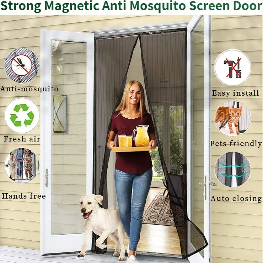 Magnetic Screen Door - the Original Self-Closing, Pet Friendly Walk through Door Screen Magnetic Closure (38 X 82 Inch) - Retractable Screen Door Mesh Keeps Bugs Out - Magnet Screen Door