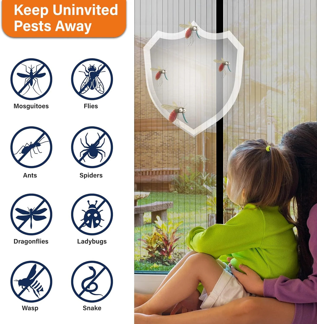 Magnetic Screen Door - the Original Self-Closing, Pet Friendly Walk through Door Screen Magnetic Closure (38 X 82 Inch) - Retractable Screen Door Mesh Keeps Bugs Out - Magnet Screen Door