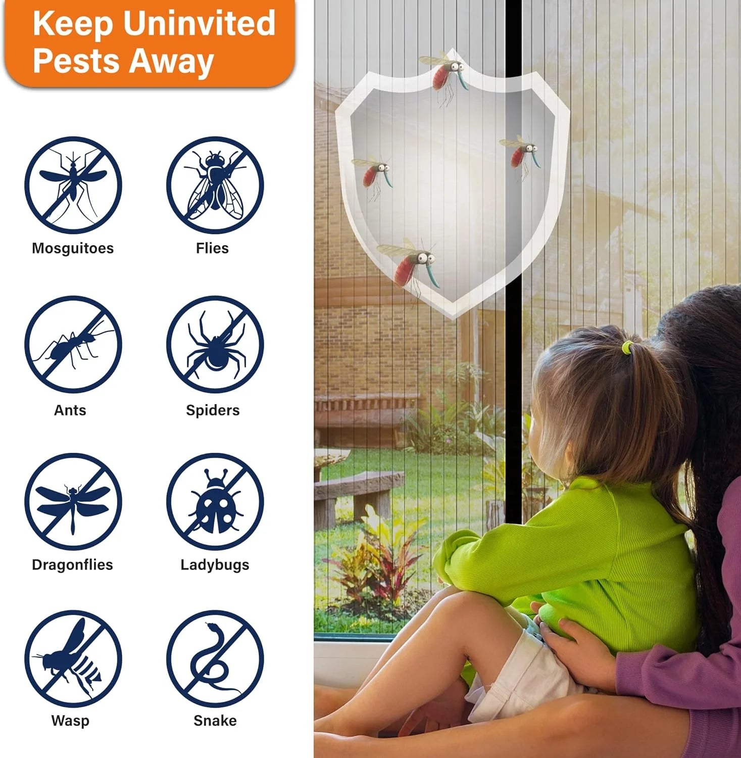 Magnetic Screen Door - the Original Self-Closing, Pet Friendly Walk through Door Screen Magnetic Closure (38 X 82 Inch) - Retractable Screen Door Mesh Keeps Bugs Out - Magnet Screen Door