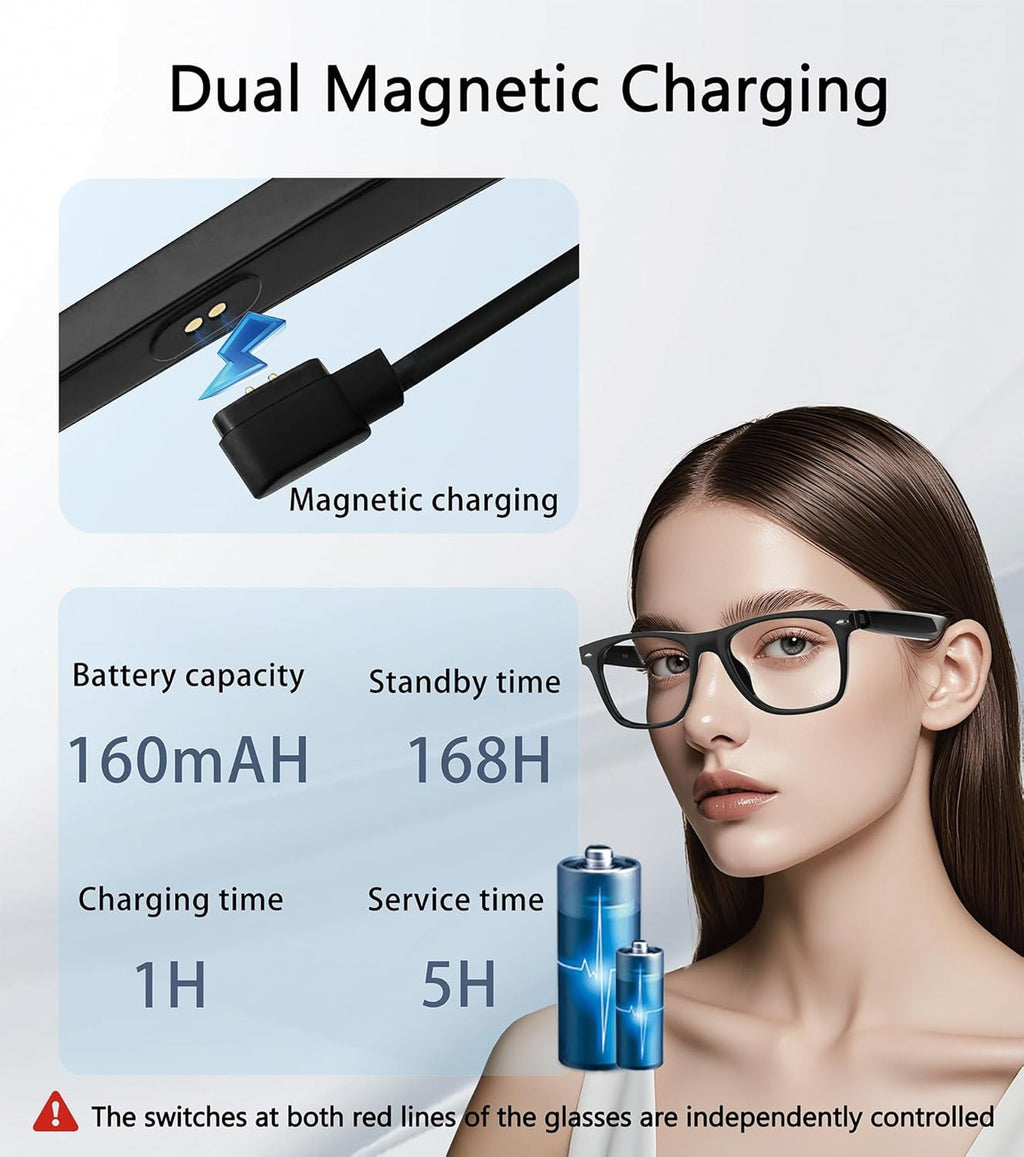Smart Glasses AI Bluetooth Glasses with 144+ Translation for Men & Woman Travel