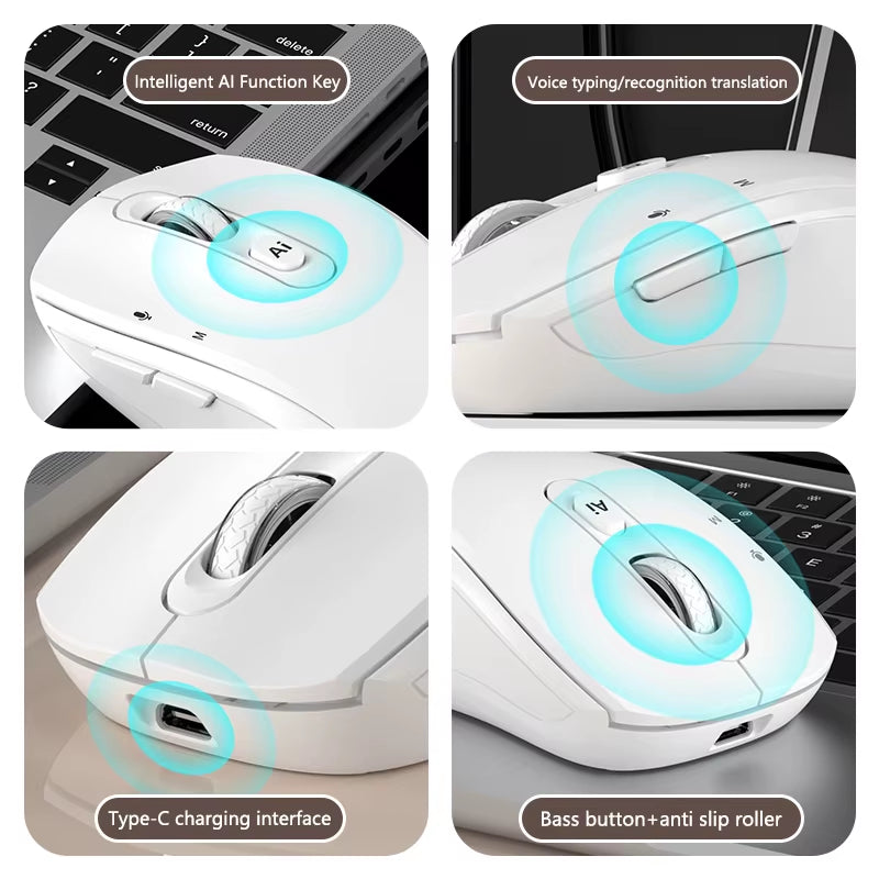 Intelligent Dual Mode Wireless Bluetooth Mouse Rechargeable Mute Mouse Voice Typing Translation Writing Office Universal 2026
