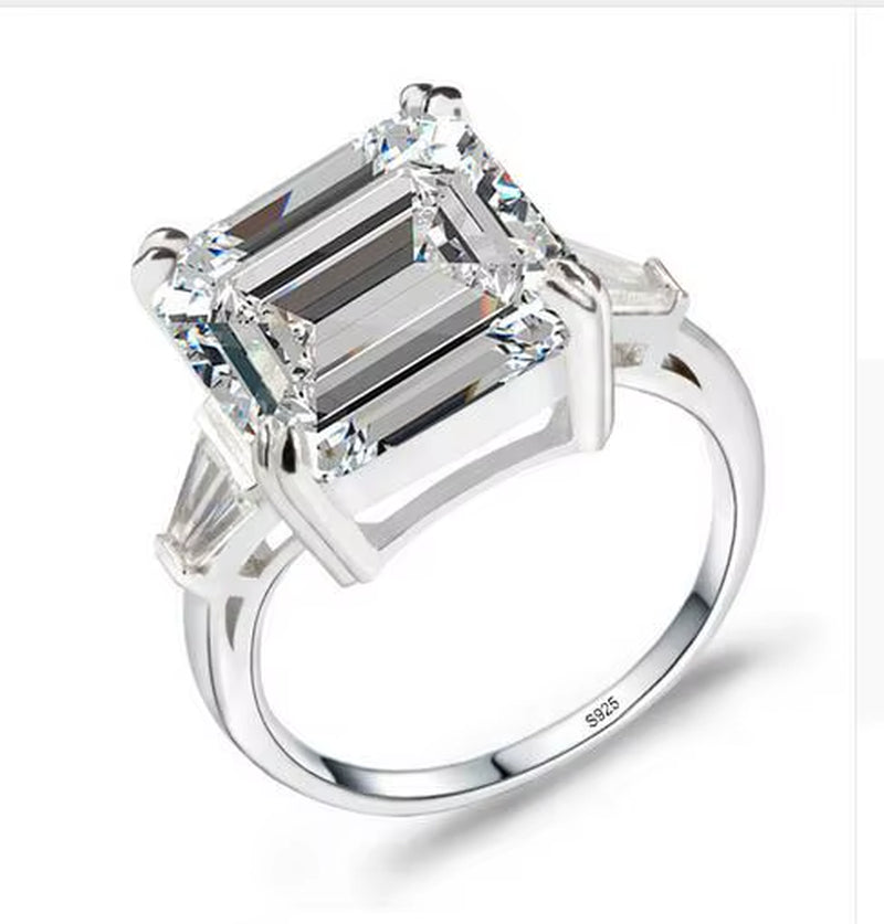 Solitaire 3Ct Lab Diamond Ring 925 Sterling Silver Jewelry Engagement Wedding Band Rings for Women Bridal Fine Party Accessory