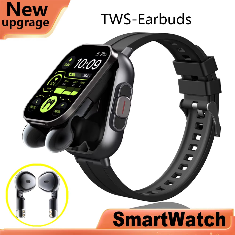 Headset Smartwatch TWS Two in One Wireless Bluetooth Dual Headset Call Health Blood Pressure Calories Sport BT Music Smart Watch